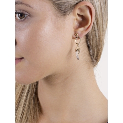 White and yellow gold 18k drop earrings with circle pendants  2