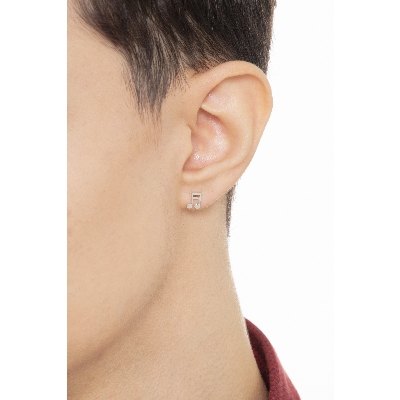 18k white gold musical note single earring