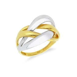 Weave ring in 18k yellow and white gold