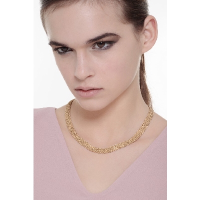 Big foxtail necklace in 18k yellow gold, 45 cm