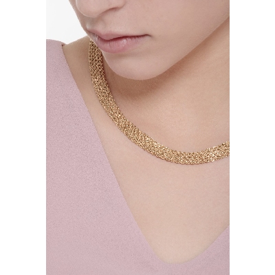 Big foxtail necklace in 18k yellow gold, 45 cm