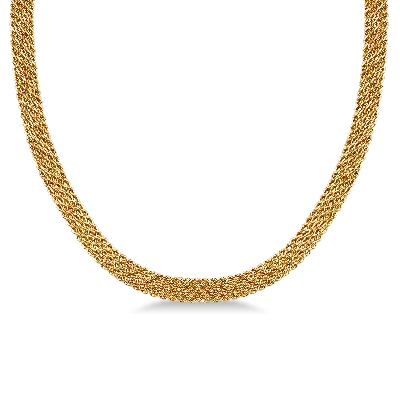 Big foxtail necklace in 18k yellow gold, 45 cm