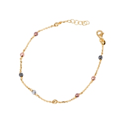 18k yellow gold bracelet with multicolor spheres