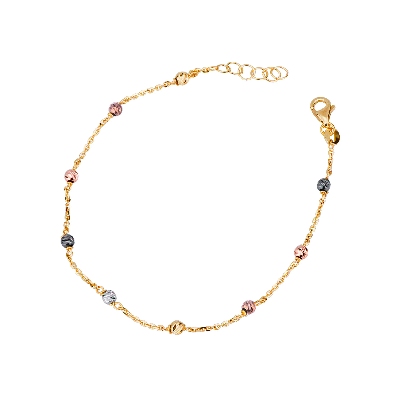 18k yellow gold bracelet with multicolor spheres