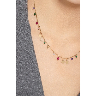 18k yellow gold necklace with charms