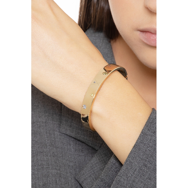 18k yellow gold Rigid fancy bracelet with multicolor zircons 18k yellow gold Rigid fancy bracelet with multicolor zircons