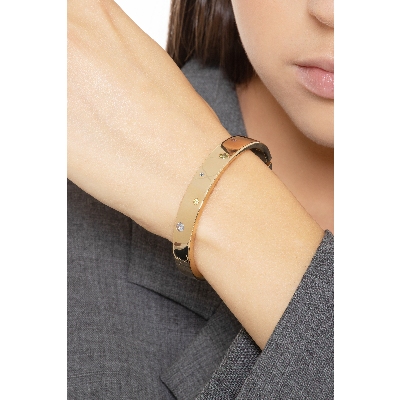 18k yellow gold Rigid fancy bracelet with multicolor zircons