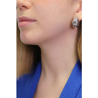 18k white gold iced out earrings