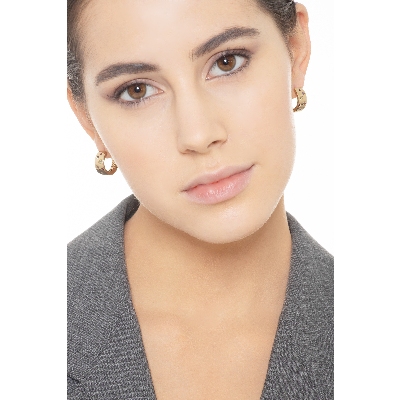 18k yellow gold hoop earrings with multicolor zircons 