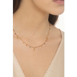 18k yellow gold necklace with colored bead and lucky charms  2