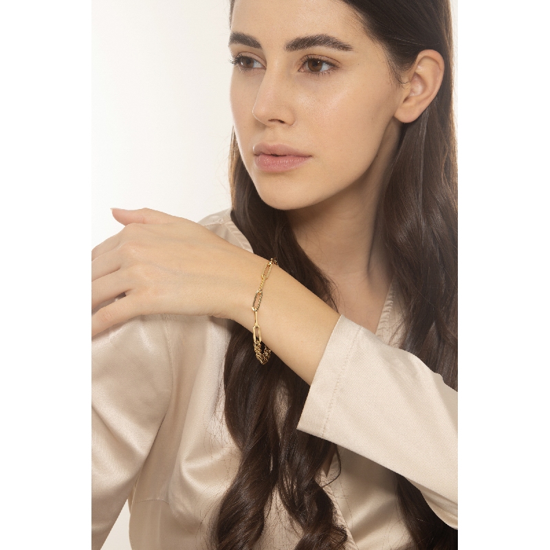 18k yellow gold groumette bracelet paper clip 18k yellow gold groumette bracelet paper clip