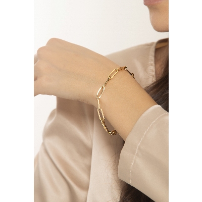 18k yellow gold groumette bracelet paper clip