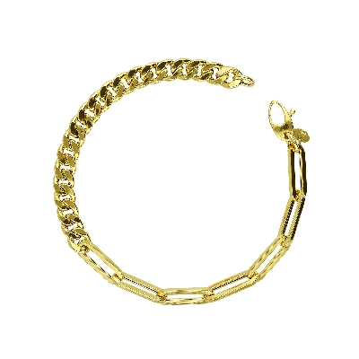 18k yellow gold groumette bracelet paper clip