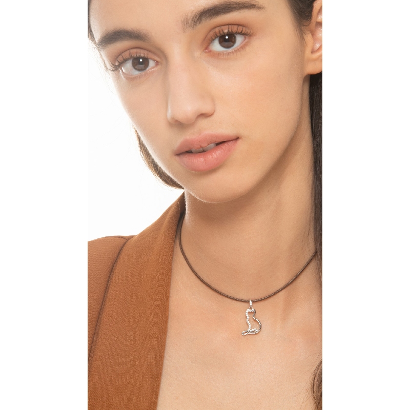 18k white gold charm cat with zircons