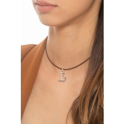 18k white gold charm cat with zircons 2