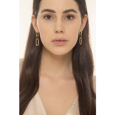 Earrings pendant in yellow gold 750