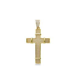 Cross zircon pendant in yellow gold 18k