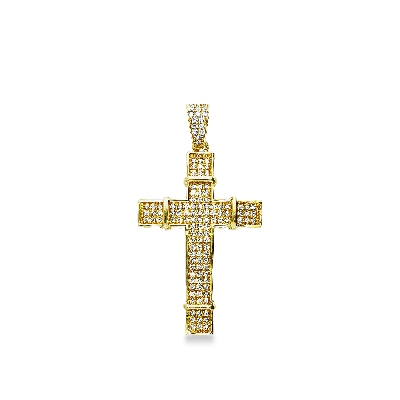Cross zircon pendant in yellow gold 18k