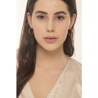 Earrings in yellow gold 18k paper clip