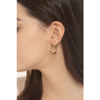 Earrings in yellow gold 18k paper clip