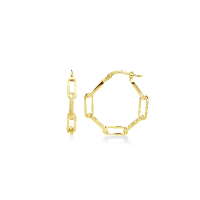 Earrings in yellow gold 18k paper clip