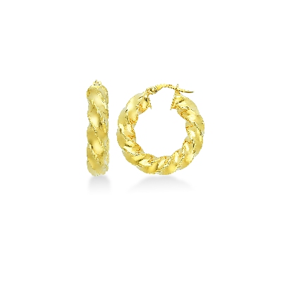 18k yellow gold twist hoop earrings 