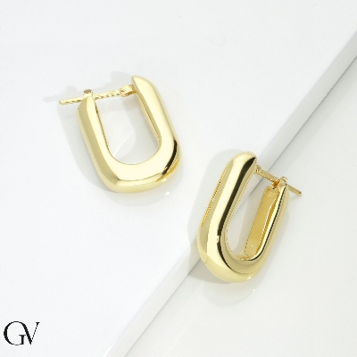 750 yellow gold rectangular earrings