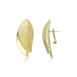 750 yellow gold petals earrings satin and shiny