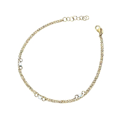 750 yellow gold bracelet with double thread and squares 