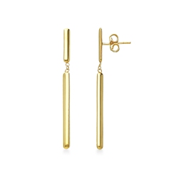 Pendant earrings with bar in yellow gold 18k