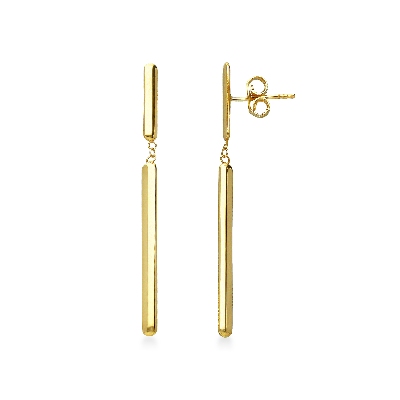 Pendant earrings with bar in yellow gold 18k