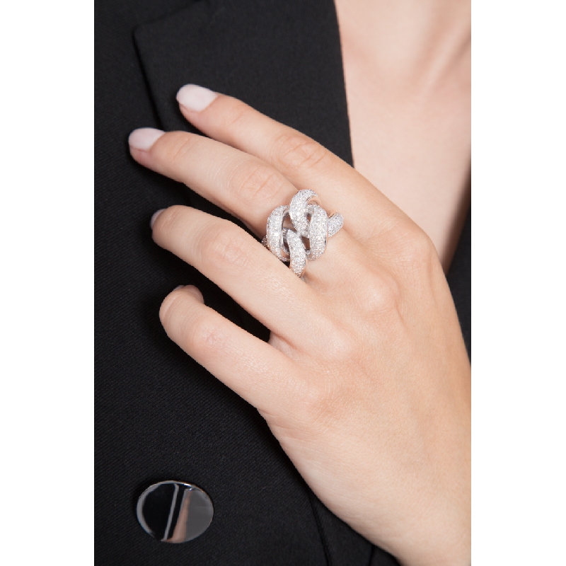 Knot ring in white gold 18k with diamonds  Knot ring in white gold 18k with diamonds