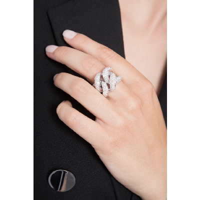 Knot ring in white gold 18k with diamonds 