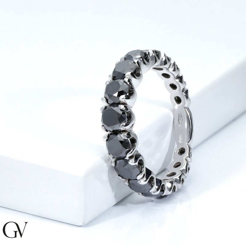 Black diamonds half eternity ring in white gold 750 Black diamonds half eternity ring in white gold 750