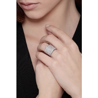 Band ring white gold 18k with diamonds 