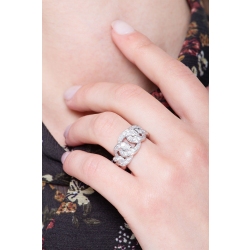 Diamonds iced out ring in white gold 18k  2