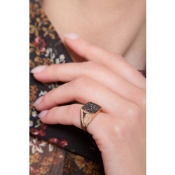 750 rose gold ring with black diamonds pavè 2