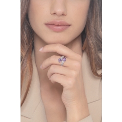 750 white gold 18k TOI et MOI ring with diamonds and amethysts 2