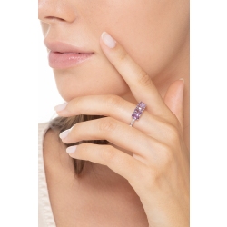 18k white gold ring with five amethysts oval cut and diamonds shoulder set 2