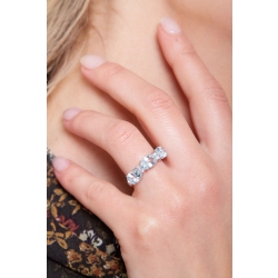 Ring in white gold 18k with diamonds and aquamarines  2