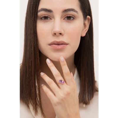 pink sapphire and amethyst ring gold 750