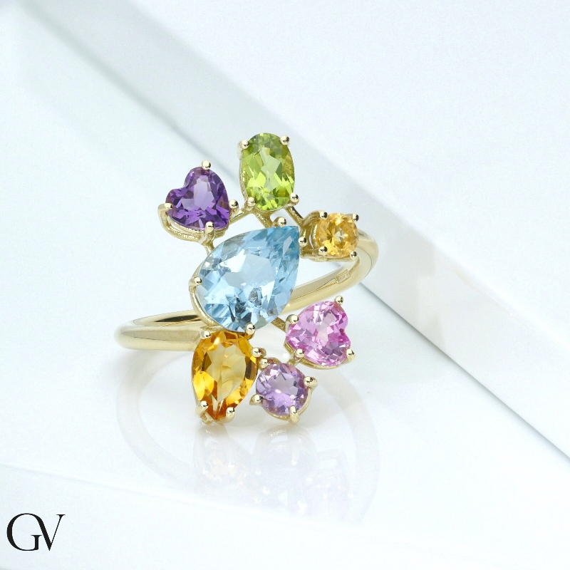 Multicolor ring in yellow gold 18k Multicolor ring in yellow gold 18k