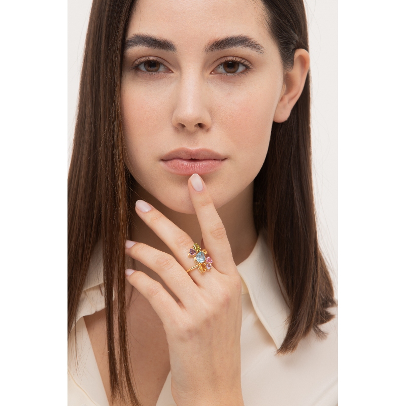 Multicolor ring in yellow gold 18k Multicolor ring in yellow gold 18k