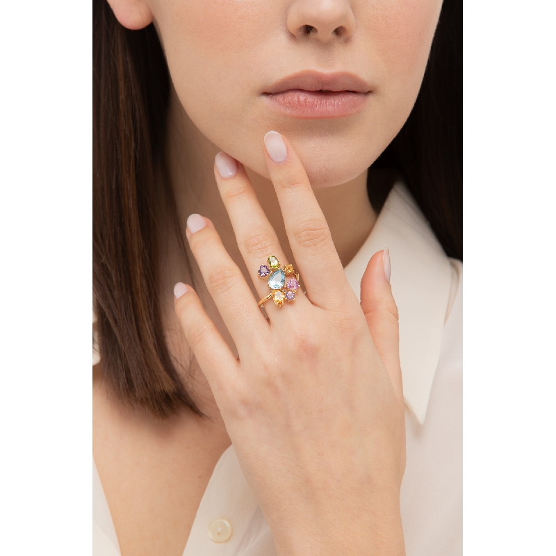 Multicolor ring in yellow gold 18k Multicolor ring in yellow gold 18k