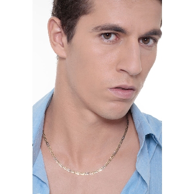 Anchor chain in 18k white and yellow gold