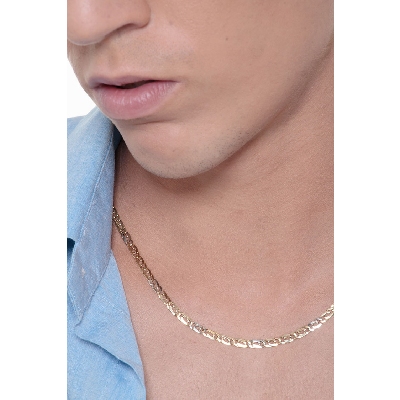 Anchor chain in 18k white and yellow gold