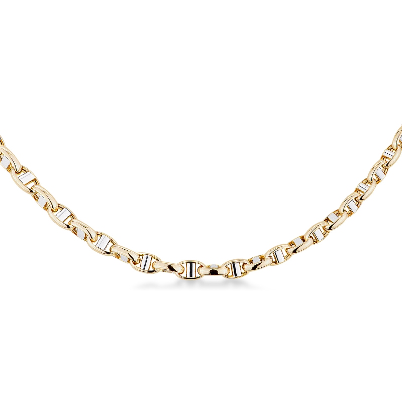 Anchor and square Chain in 18k yellow and white gold Anchor and square Chain in 18k yellow and white gold