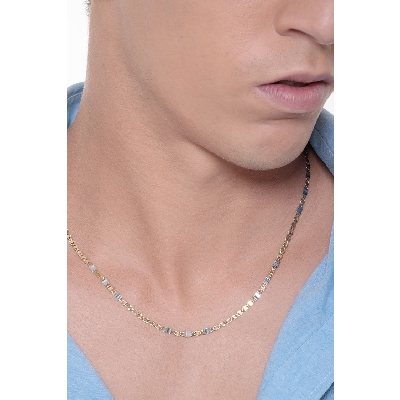 Anchor and square Chain in 18k yellow and white gold