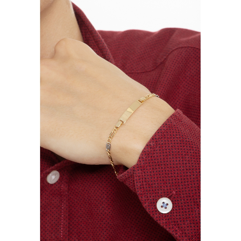 18k yellow and white gold engravable bracelet