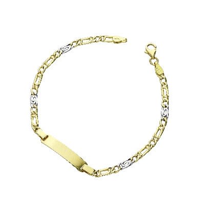 18k yellow and white gold engravable bracelet
